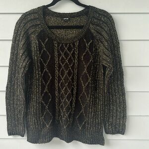 ☀️BOGO Item Apt. 9 Black and Gold Metallic Cable Knit Crewneck Sweater☀️